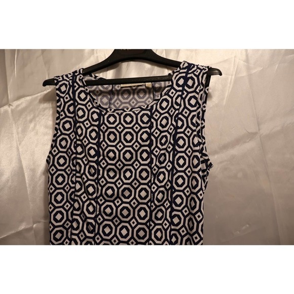 Maria Gabrielle Women Sz Large Pleated Blouse, Blue/White - Picture 4 of 11